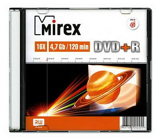 Диск DVD+R Mirex 4.7 Gb, 16x, Slim Case (1), (1/200)