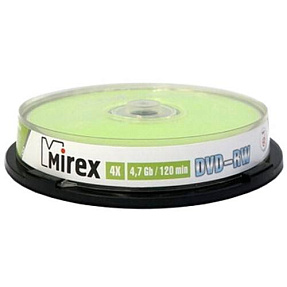 Диск DVD-RW Mirex 4.7 Gb, 4x, Cake Box (10), (10/300)