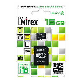   Mirex microSDHC Class 10 16GB + SD adapter