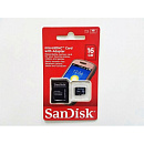 Карта памяти SanDisk microSDHC Card Class 4 + SD adapter обьем 16GB