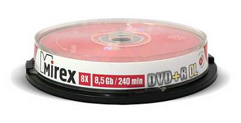  DVD+R Mirex 8.5 Gb, 8x, Cake Box (10), Dual Layer (10/300)