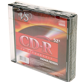  CD-R VS 700 Mb, 52x, Slim Case (5), Ink Printable (5/200)