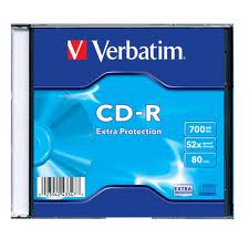 Диск CD-R Verbatim 700 Mb, 52x, Slim Case (1шт), DL (1/200)