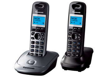 Телефон Panasonic KX-TG2512 (черный, темно-серый металлик, 2 трубки)