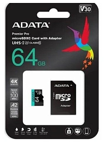   ADATA microSDXC 64GB, Class 10, UHS-I U3, V30S, A2, 100/75 MB/s (SD )