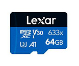  microSD Lexar High-Performance 633x 64GB, UHS-I U3 V30 A1 C10, 100/45 Mb/s