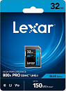  SD Lexar Professional 800x PRO 32GB, UHS-I U1 V10 C10, 150/45 Mb/s