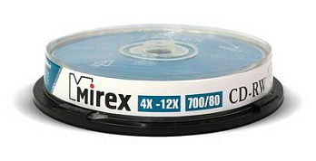 Диск CD-RW Mirex 700 Mb, 12х, Cake Box (10), (10/300)