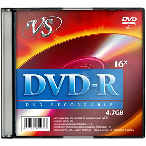  DVD-R VS 4.7 Gb, 16x, Slim Case (5), Ink Printable (5/200)
